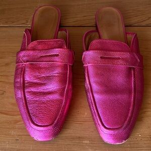 RENVY Metallic Pink Mule Loafers Size 8.5 Slip On Flats